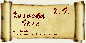 Kosovka Ilić vizit kartica